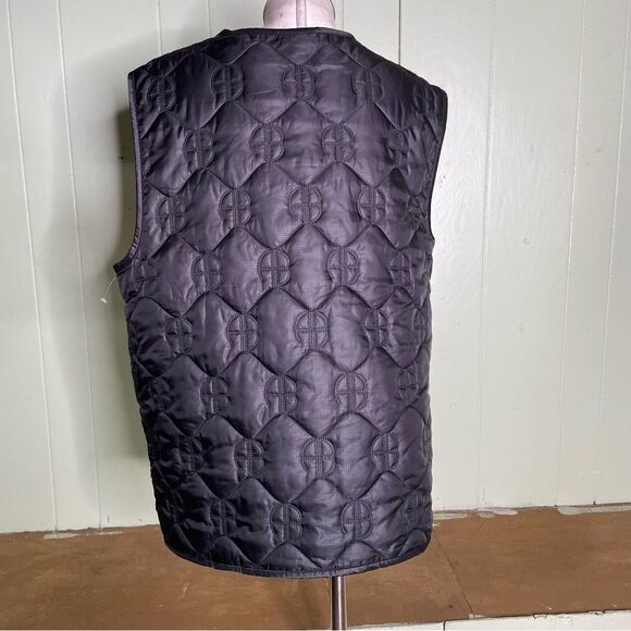 Anine Bing Andy Black Quilted Monogram Vest Pockets‎ Women’s Size Large - Picture 7 of 14